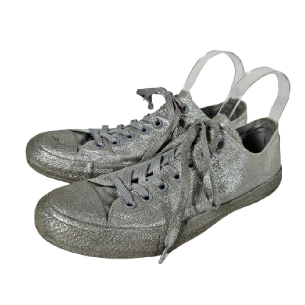 Converse All Star Allover Silver Glitter Lace Up Sneakers Women’s 11 Men's 9